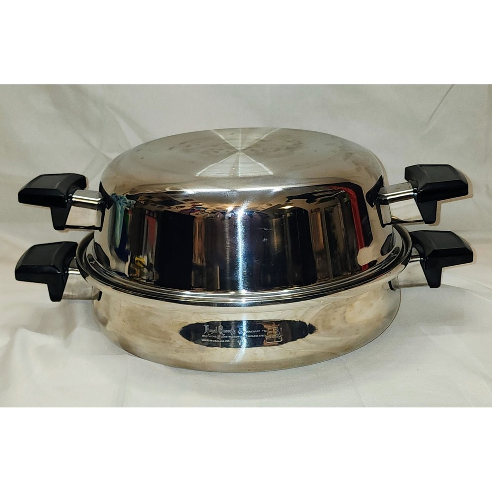 ROYAL QUEEN 5 PLY MULTI CORE STAINLESS 11" SKILLET HIGH DOME LID DUTCH OVEN Cups